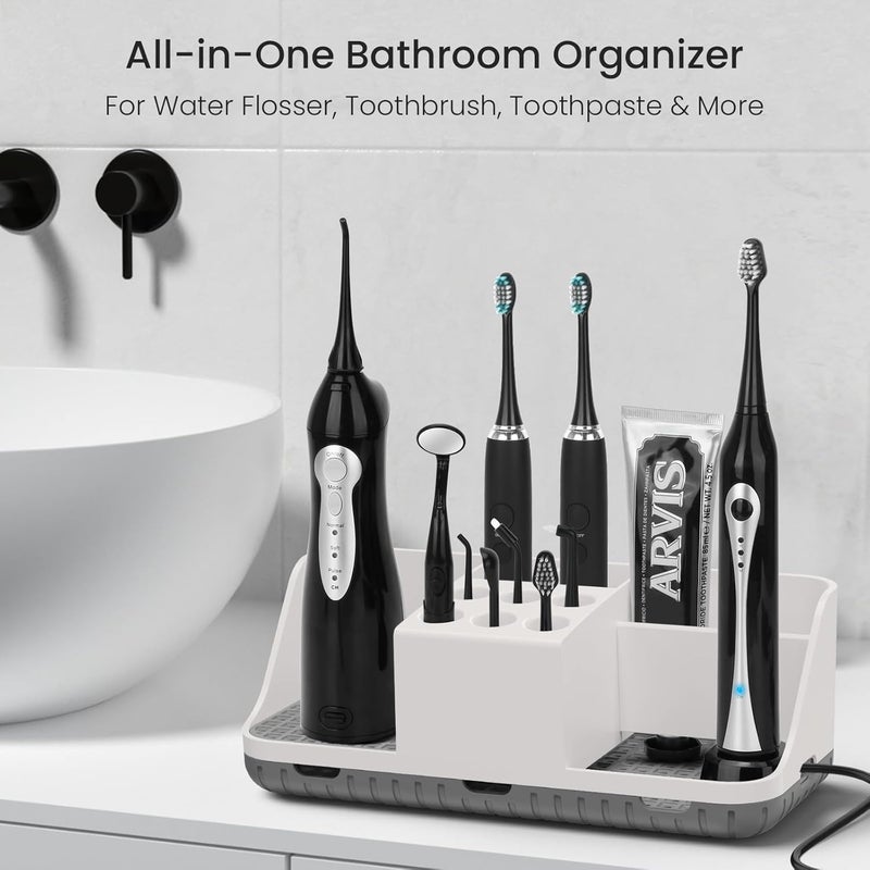 Boperzi Electric Toothbrush Holders with Cord Slots: Detachable Toothbrush and Toothpaste Holders, Large Tooth Brush Storage Caddy Set Drainage, Anti-Slip Bathroom Counter Organizer for Family, Kids - Image 2